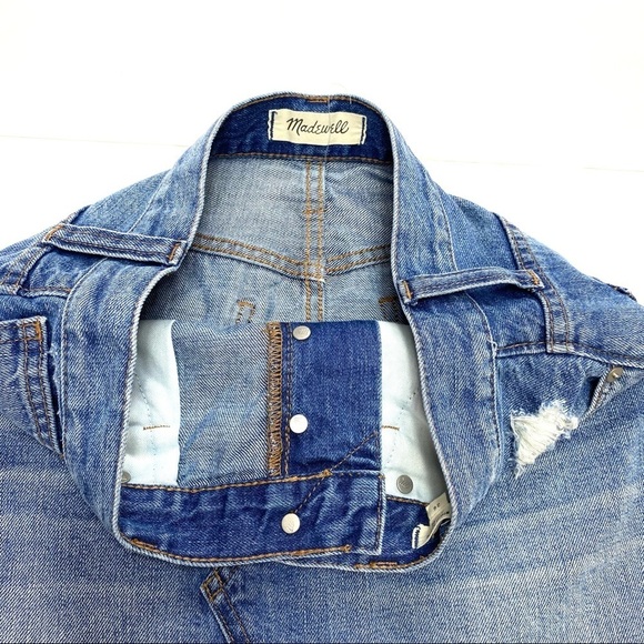 Madewell Rigid Denim A-Line Mini Skirt Button Fly - Picture 7 of 9